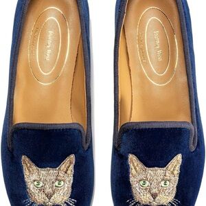 Journey West Women's Velvet Loafer Flat With Embroidery size 8